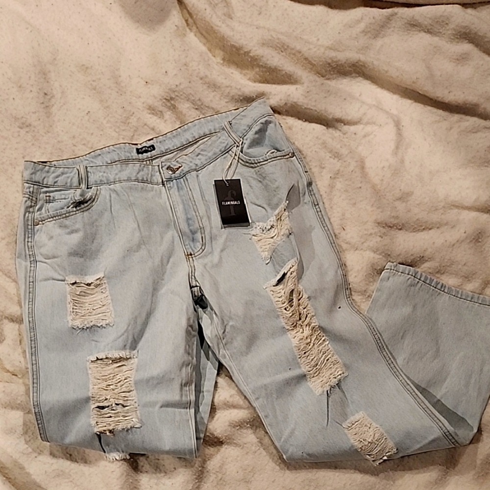 Fashion Flamingals Boyfriend Distressed Jeans